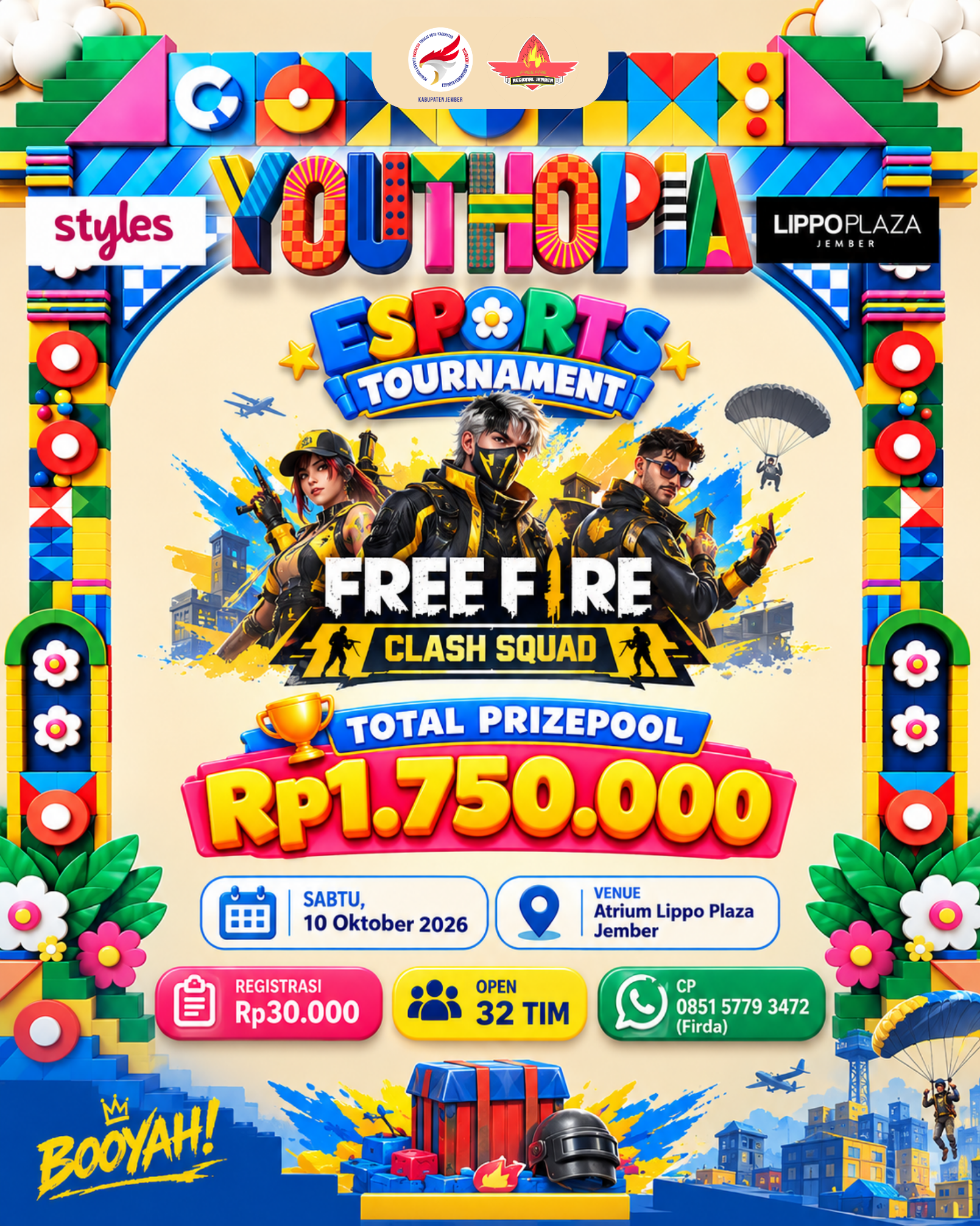 Brosur YOUTHOPIA ESPORTS TOURNAMENT - FREE FIRE CLASH SQUAD